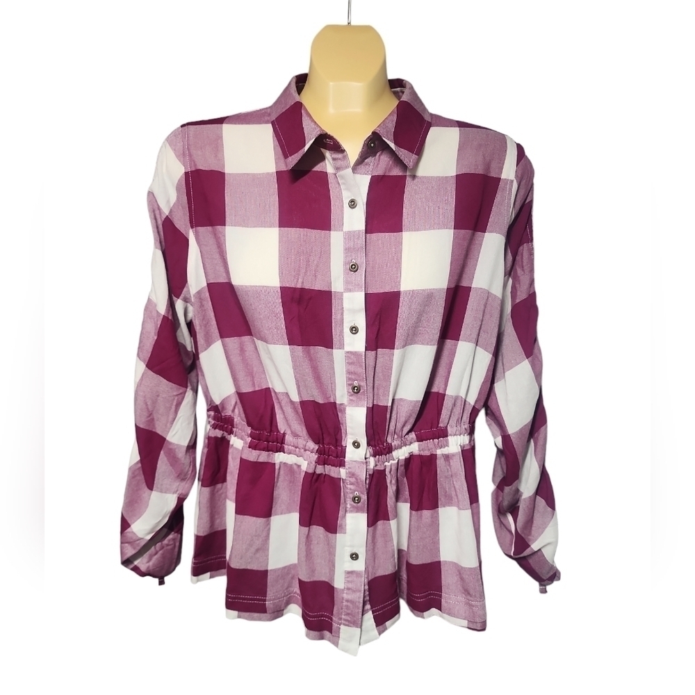 Cato plaid empire waist top​